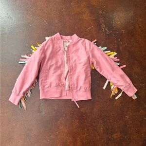 Art Class Pink Jacket with Colorful Fringe